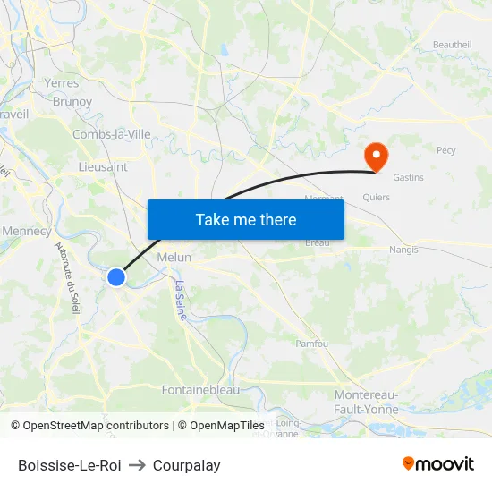 Boissise-Le-Roi to Courpalay map