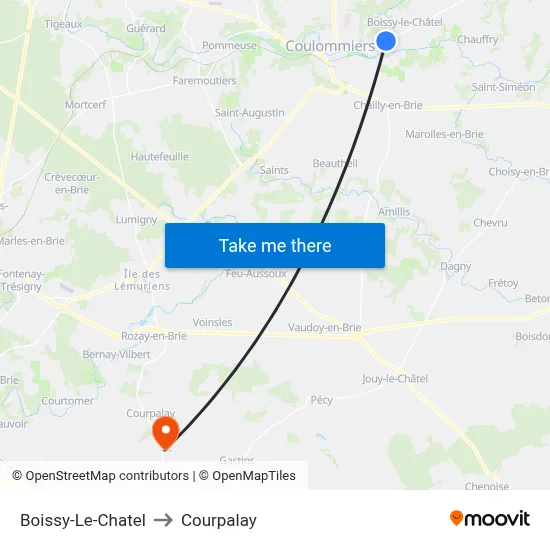 Boissy-Le-Chatel to Courpalay map