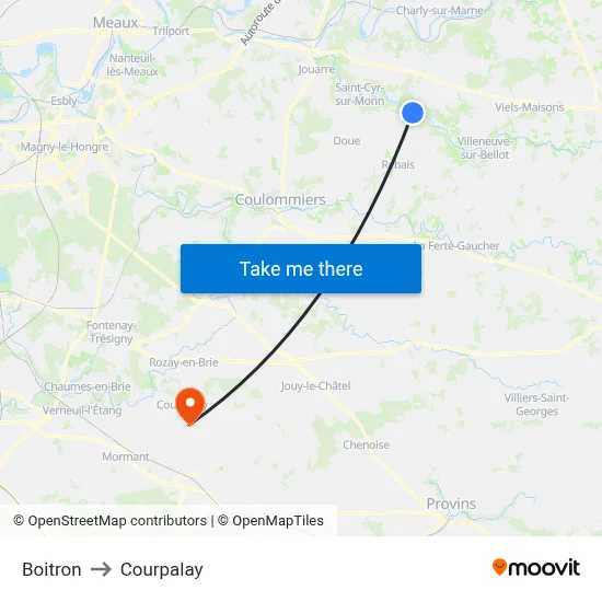 Boitron to Courpalay map