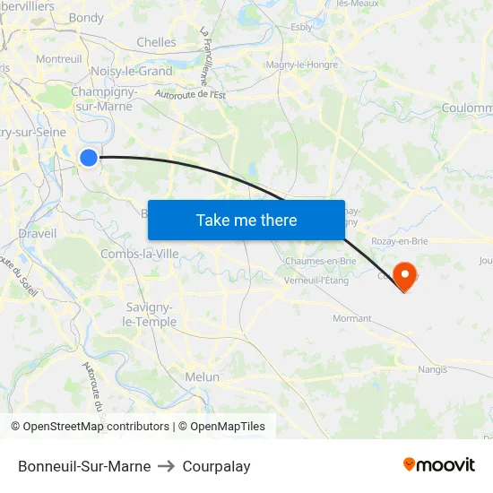 Bonneuil-Sur-Marne to Courpalay map