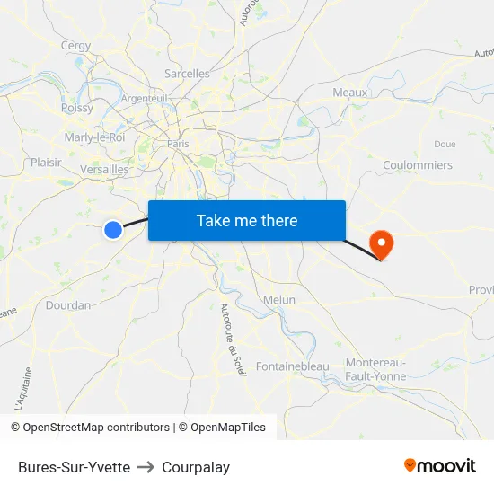 Bures-Sur-Yvette to Courpalay map