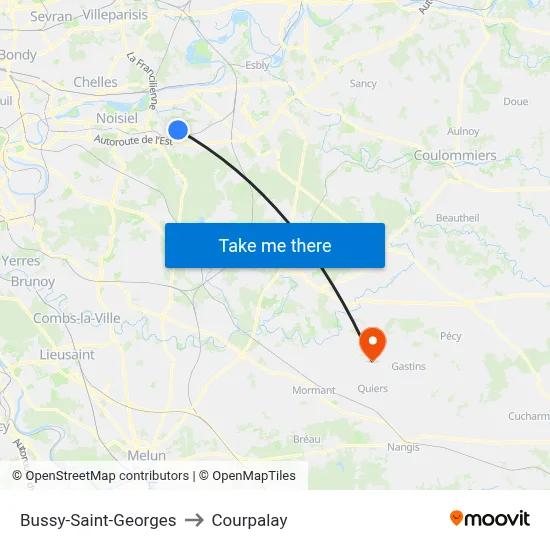 Bussy-Saint-Georges to Courpalay map