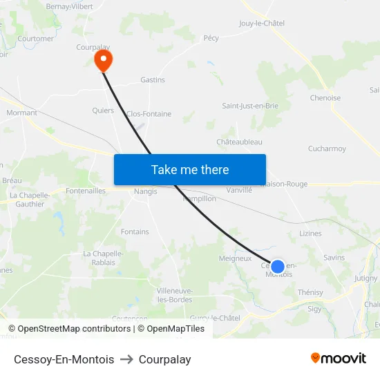 Cessoy-En-Montois to Courpalay map