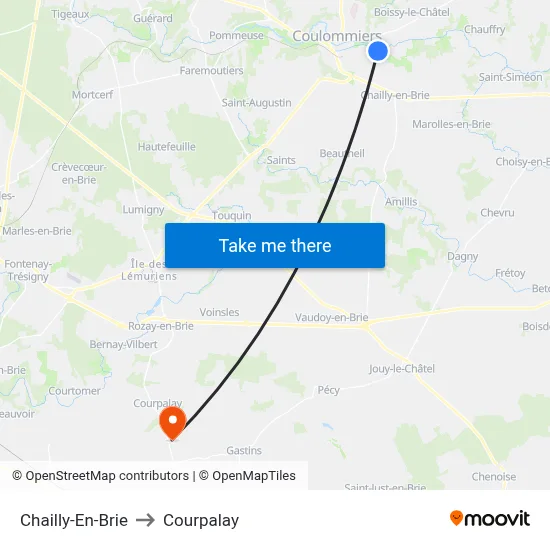 Chailly-En-Brie to Courpalay map
