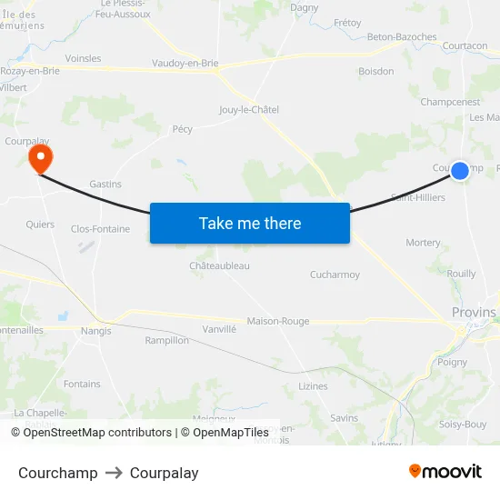 Courchamp to Courpalay map