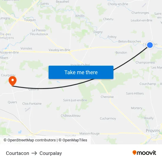 Courtacon to Courpalay map