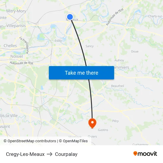 Cregy-Les-Meaux to Courpalay map