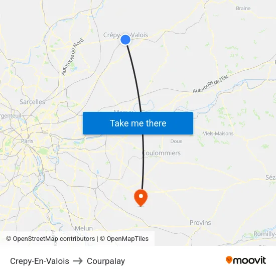 Crepy-En-Valois to Courpalay map
