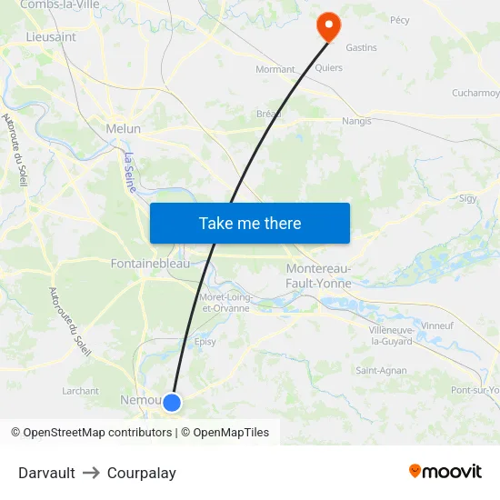 Darvault to Courpalay map