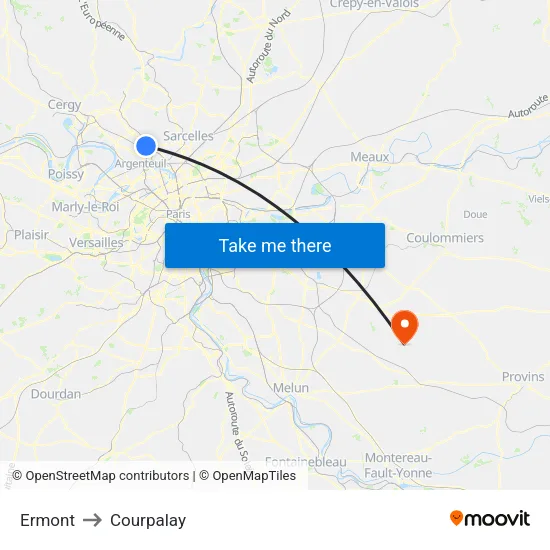 Ermont to Courpalay map