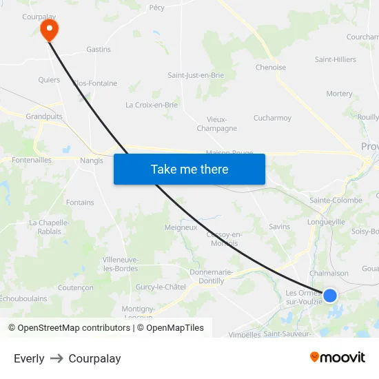Everly to Courpalay map