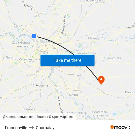 Franconville to Courpalay map