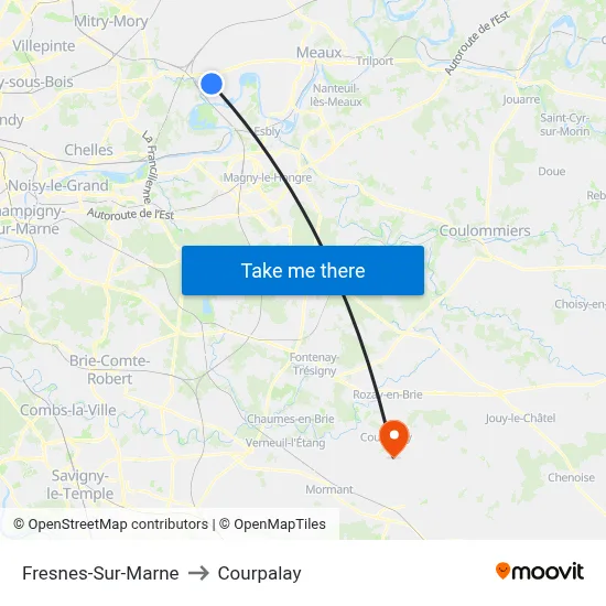 Fresnes-Sur-Marne to Courpalay map