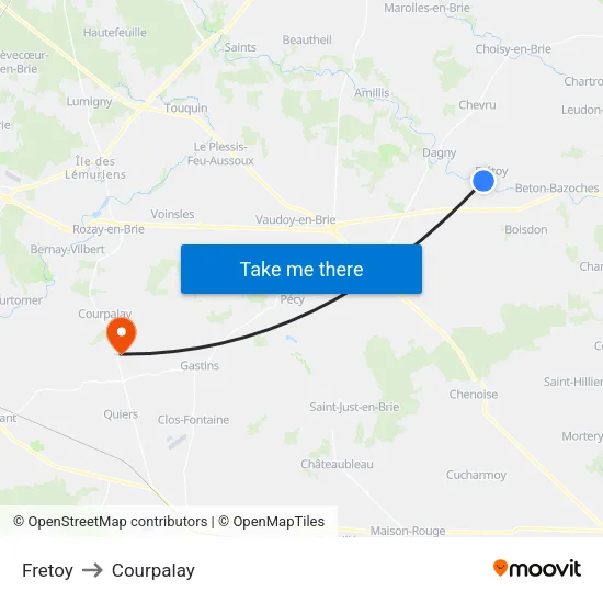 Fretoy to Courpalay map