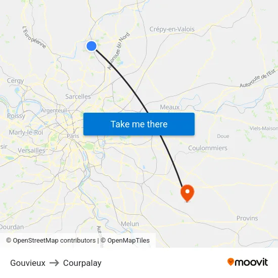 Gouvieux to Courpalay map