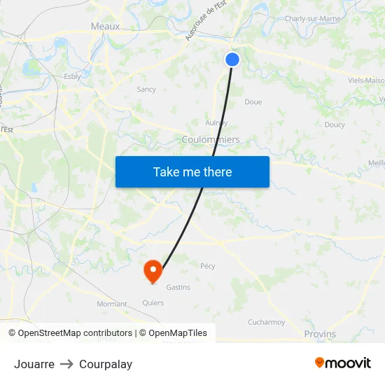 Jouarre to Courpalay map