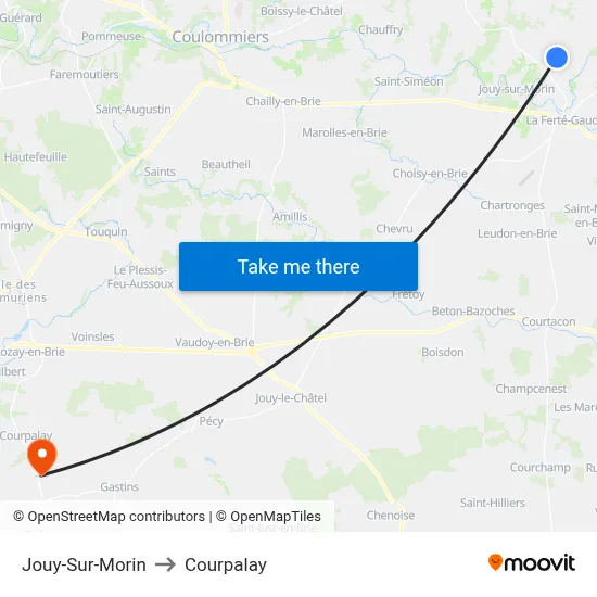 Jouy-Sur-Morin to Courpalay map