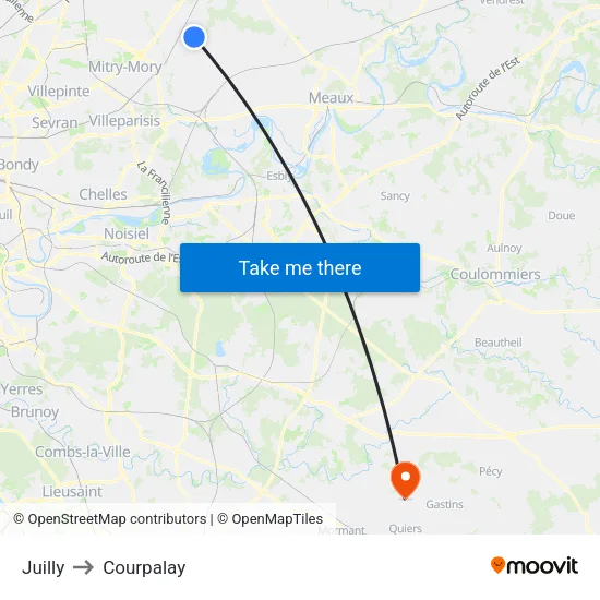 Juilly to Courpalay map