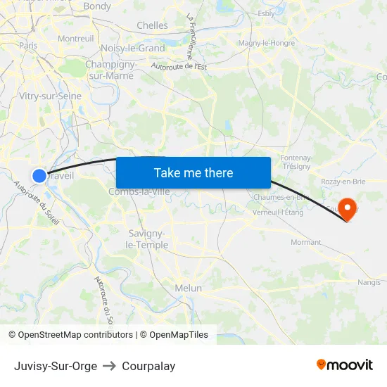 Juvisy-Sur-Orge to Courpalay map