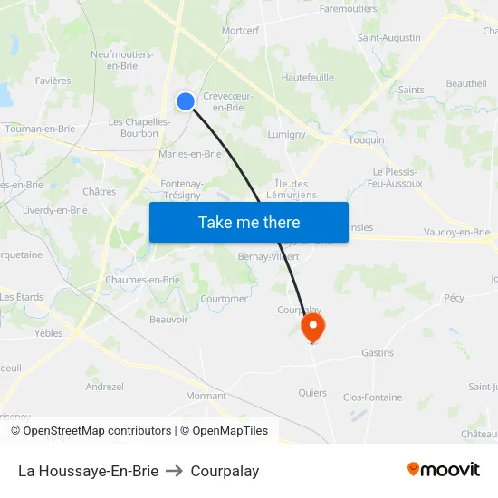 La Houssaye-En-Brie to Courpalay map