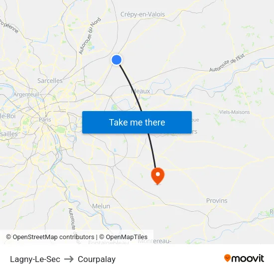 Lagny-Le-Sec to Courpalay map