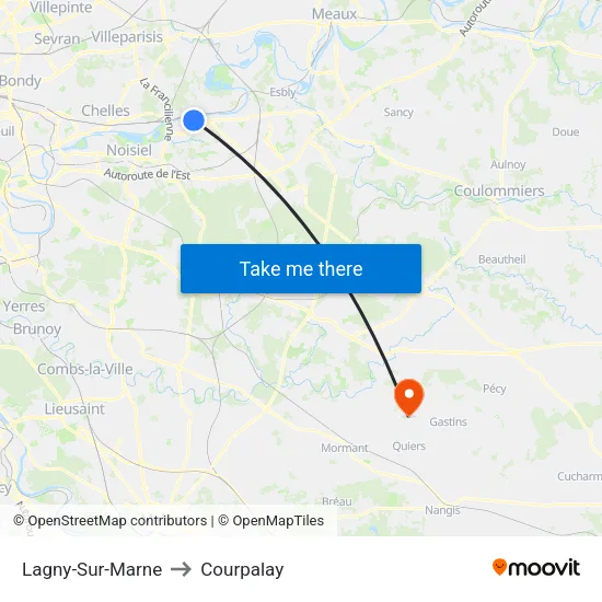 Lagny-Sur-Marne to Courpalay map
