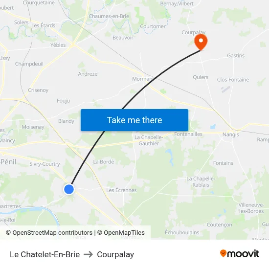 Le Chatelet-En-Brie to Courpalay map