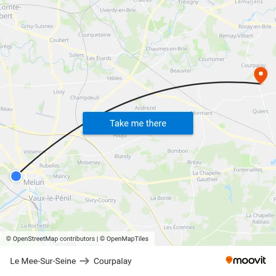Le Mee-Sur-Seine to Courpalay map