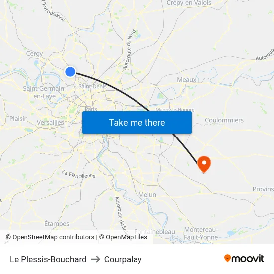 Le Plessis-Bouchard to Courpalay map