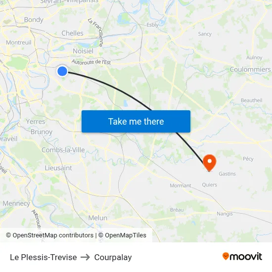 Le Plessis-Trevise to Courpalay map