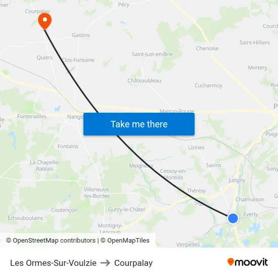 Les Ormes-Sur-Voulzie to Courpalay map