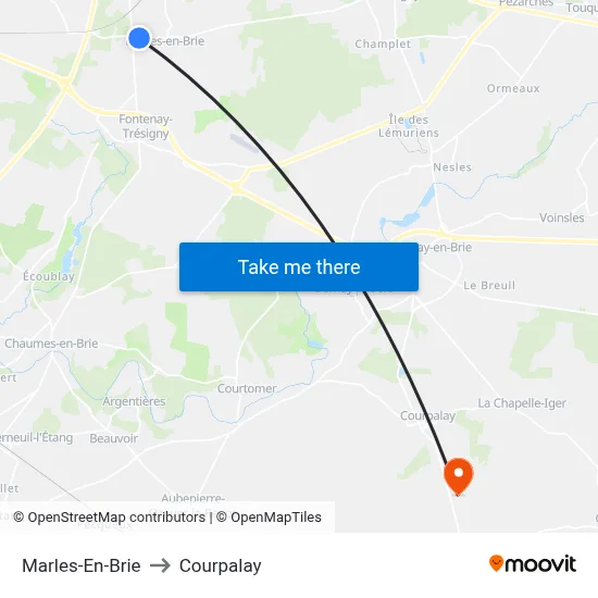 Marles-En-Brie to Courpalay map