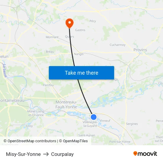 Misy-Sur-Yonne to Courpalay map