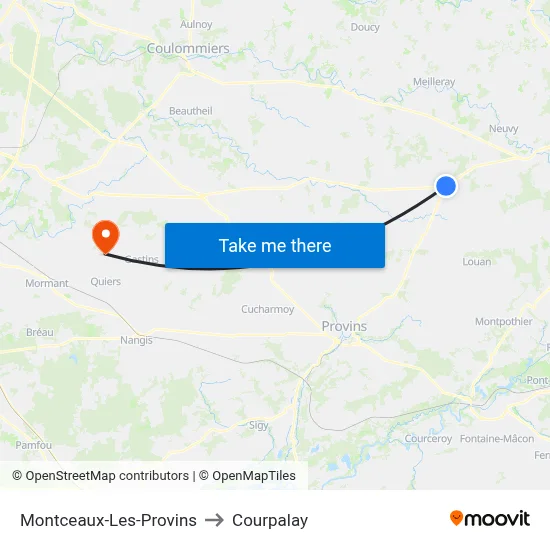 Montceaux-Les-Provins to Courpalay map