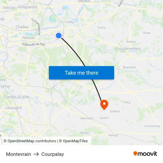 Montevrain to Courpalay map