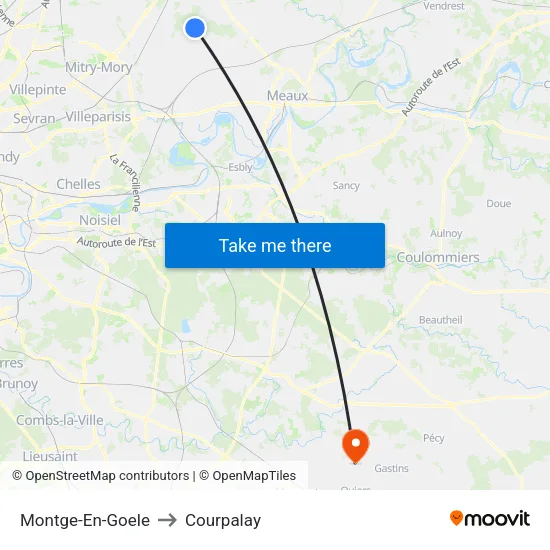 Montge-En-Goele to Courpalay map