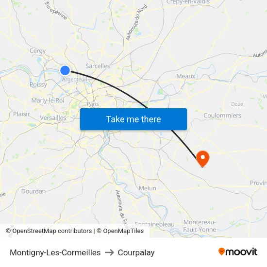 Montigny-Les-Cormeilles to Courpalay map