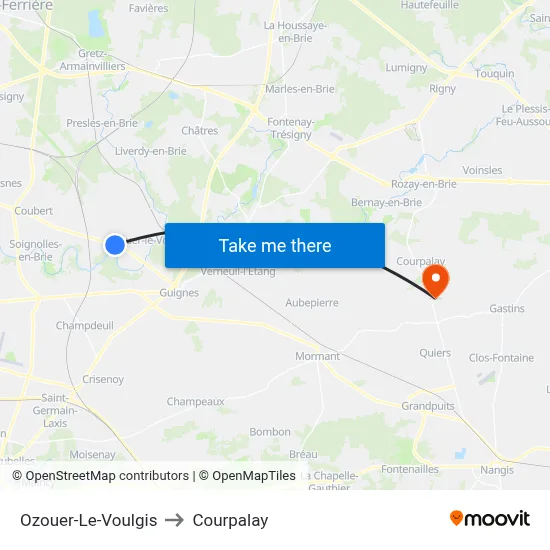 Ozouer-Le-Voulgis to Courpalay map