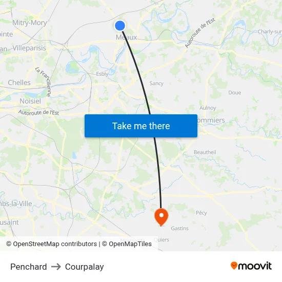 Penchard to Courpalay map