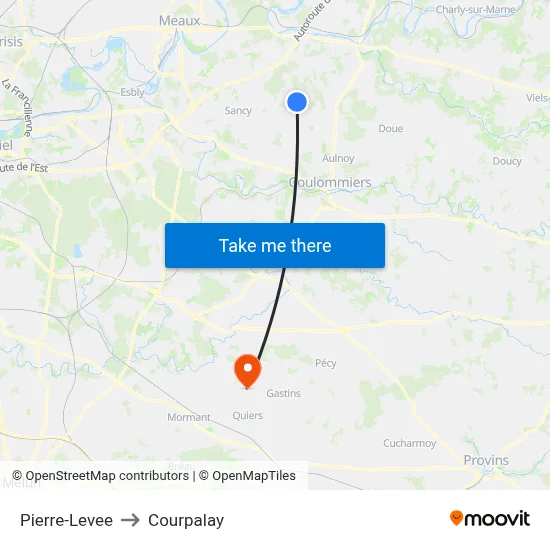 Pierre-Levee to Courpalay map