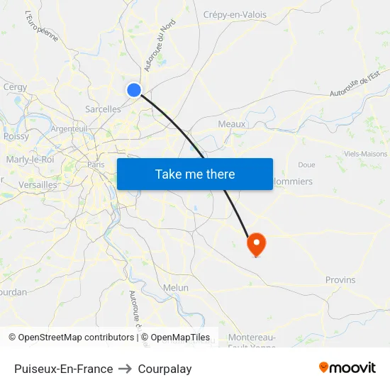 Puiseux-En-France to Courpalay map