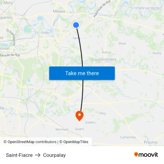 Saint-Fiacre to Courpalay map