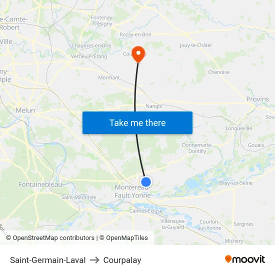 Saint-Germain-Laval to Courpalay map