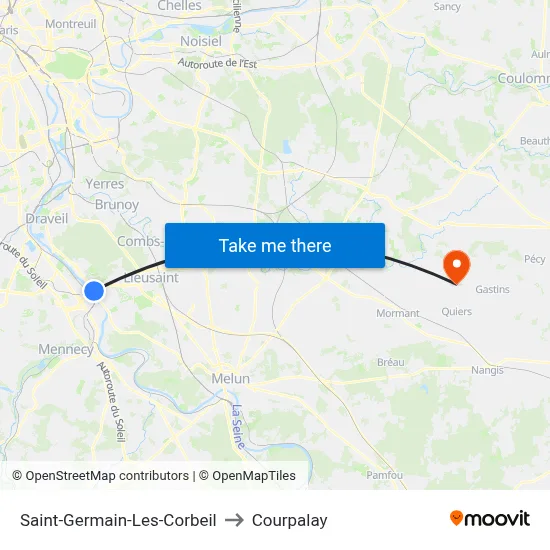 Saint-Germain-Les-Corbeil to Courpalay map