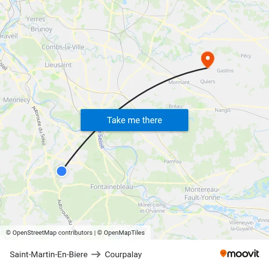 Saint-Martin-En-Biere to Courpalay map