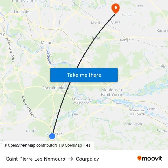 Saint-Pierre-Les-Nemours to Courpalay map