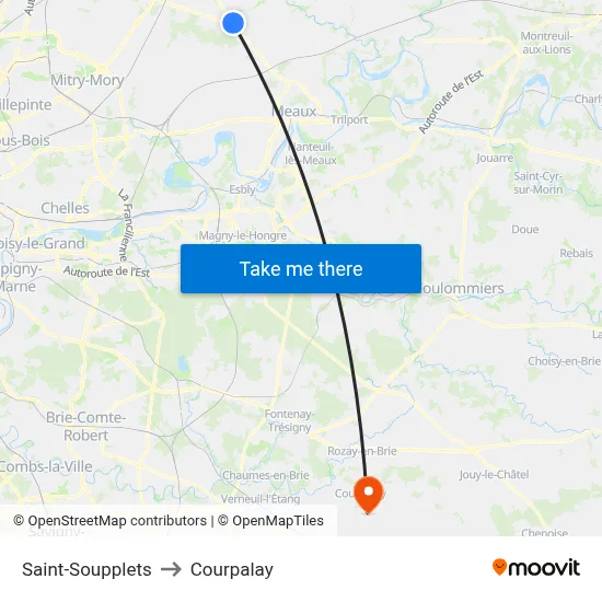 Saint-Soupplets to Courpalay map