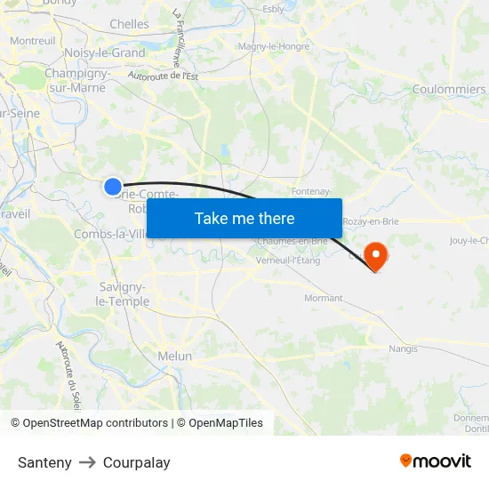 Santeny to Courpalay map