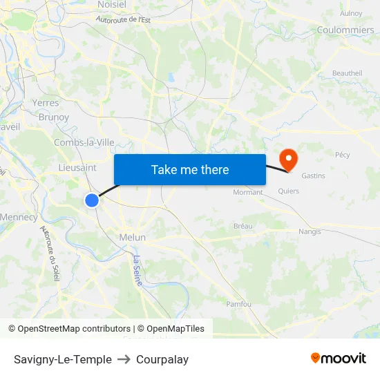 Savigny-Le-Temple to Courpalay map