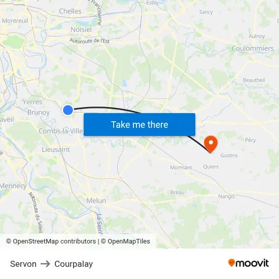 Servon to Courpalay map